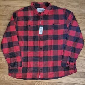 NEW Alpine Design Men's XXL Red & Black Plaid Hike Midweight Flannel Shirt